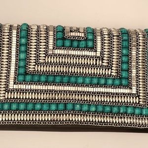BCBG | Silver & Turquoise Clutch